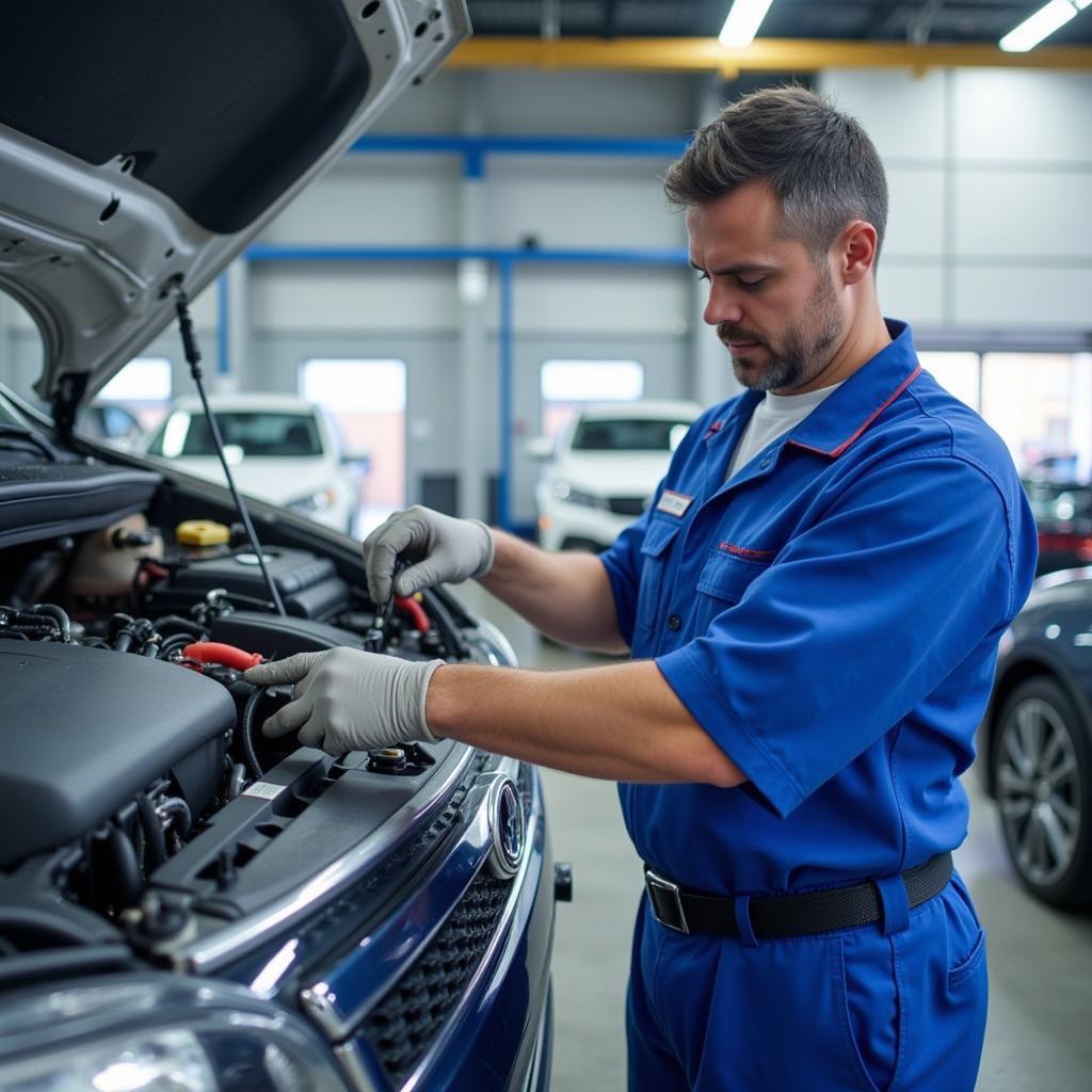 Certified Technician Performing Car Service