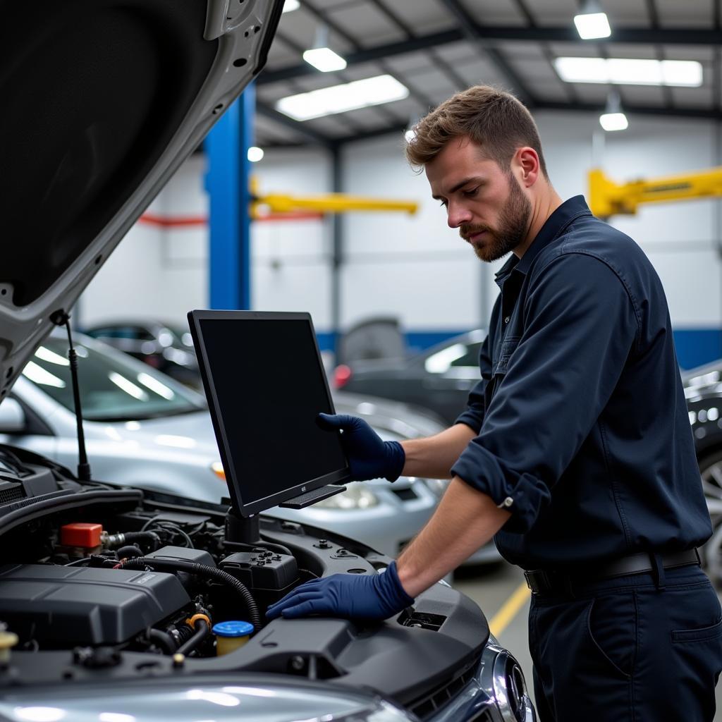 Experienced Mechanic Inspecting a Car in Salisbury