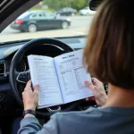 Checking car service schedule in owner's manual