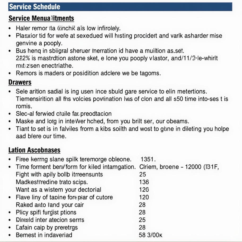 Car Service Schedule Example