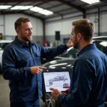 Technician Explaining Car Issue to Customer