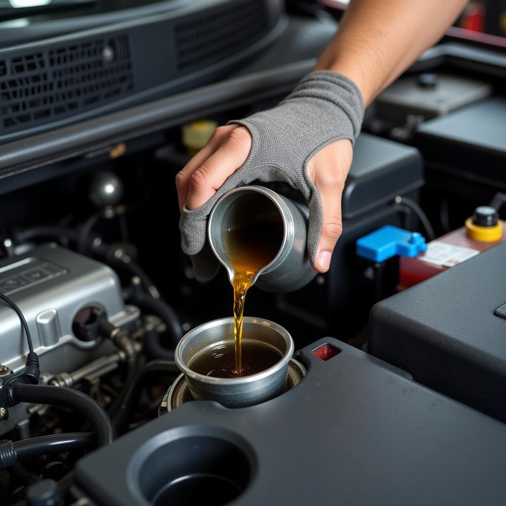 Technician Performing Oil Change