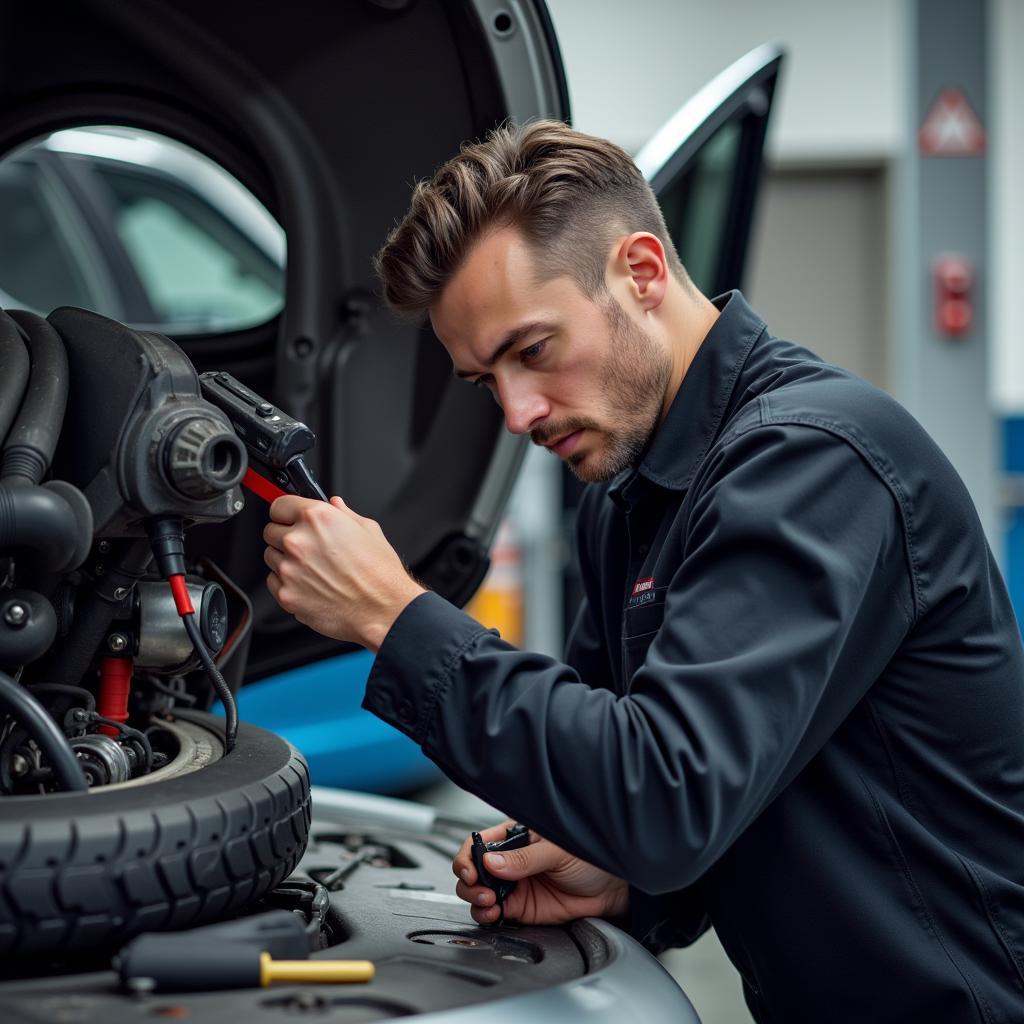 Car Service Technician at Work