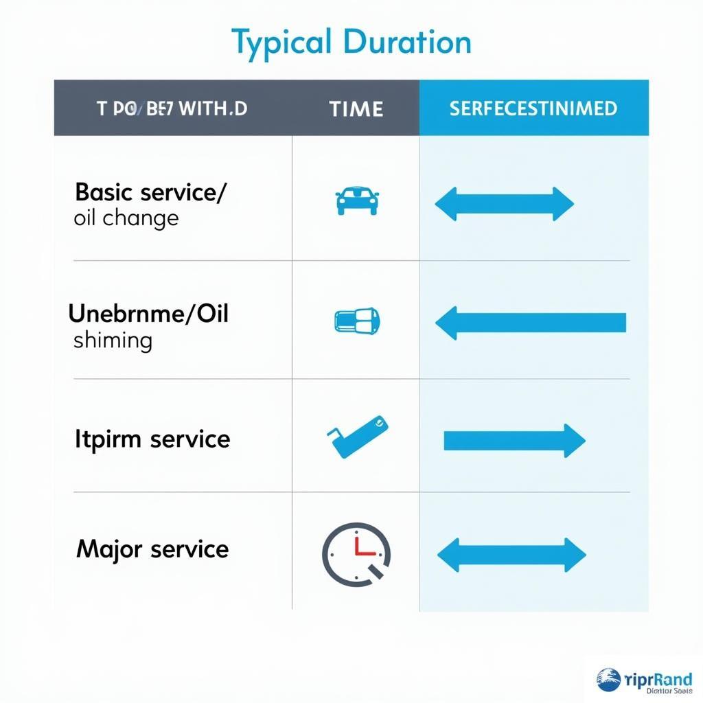 Common Car Service Timeframes Chart