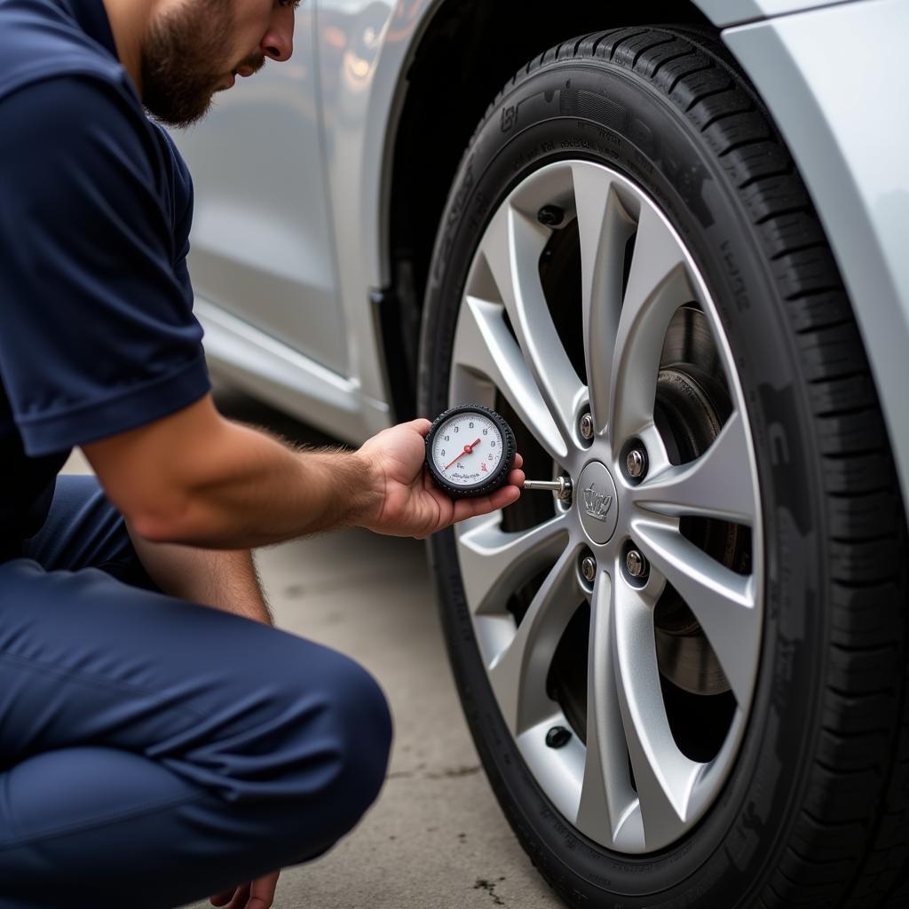 Car Service Tire Pressure Check