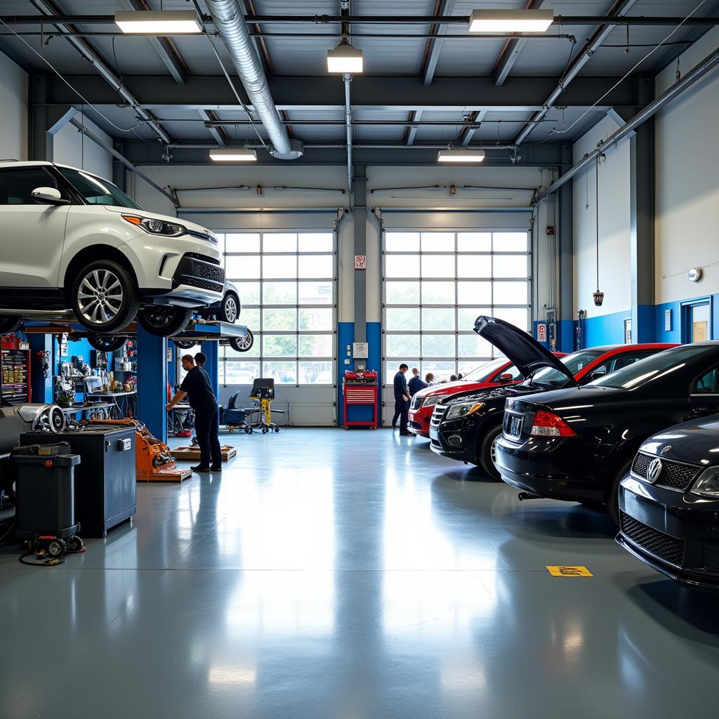 Modern and clean car service garage interior in Walsall