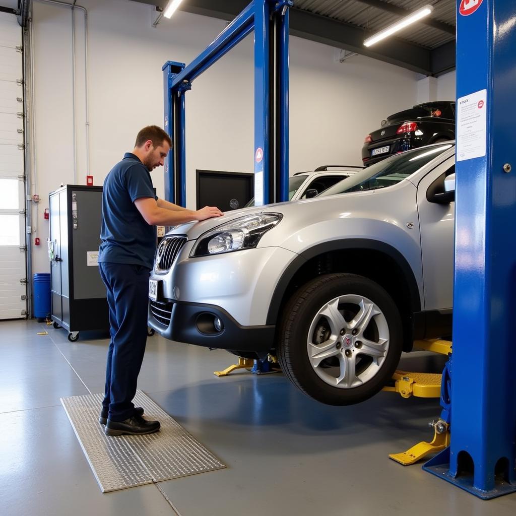 Car undergoing an MOT test in Whitstable