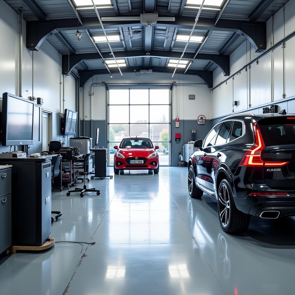 Modern Car Service Garage Interior in Wrexham