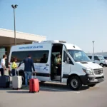 Car shuttle service picking up passengers at the airport