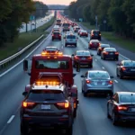 Tow Truck Responding to a Call on a Busy Highway