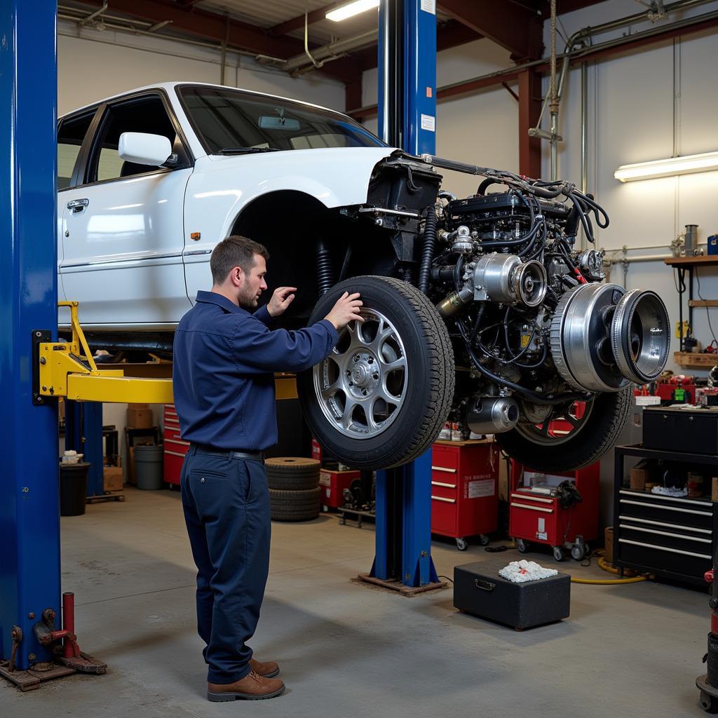 Car Undergoing Major Engine Repair