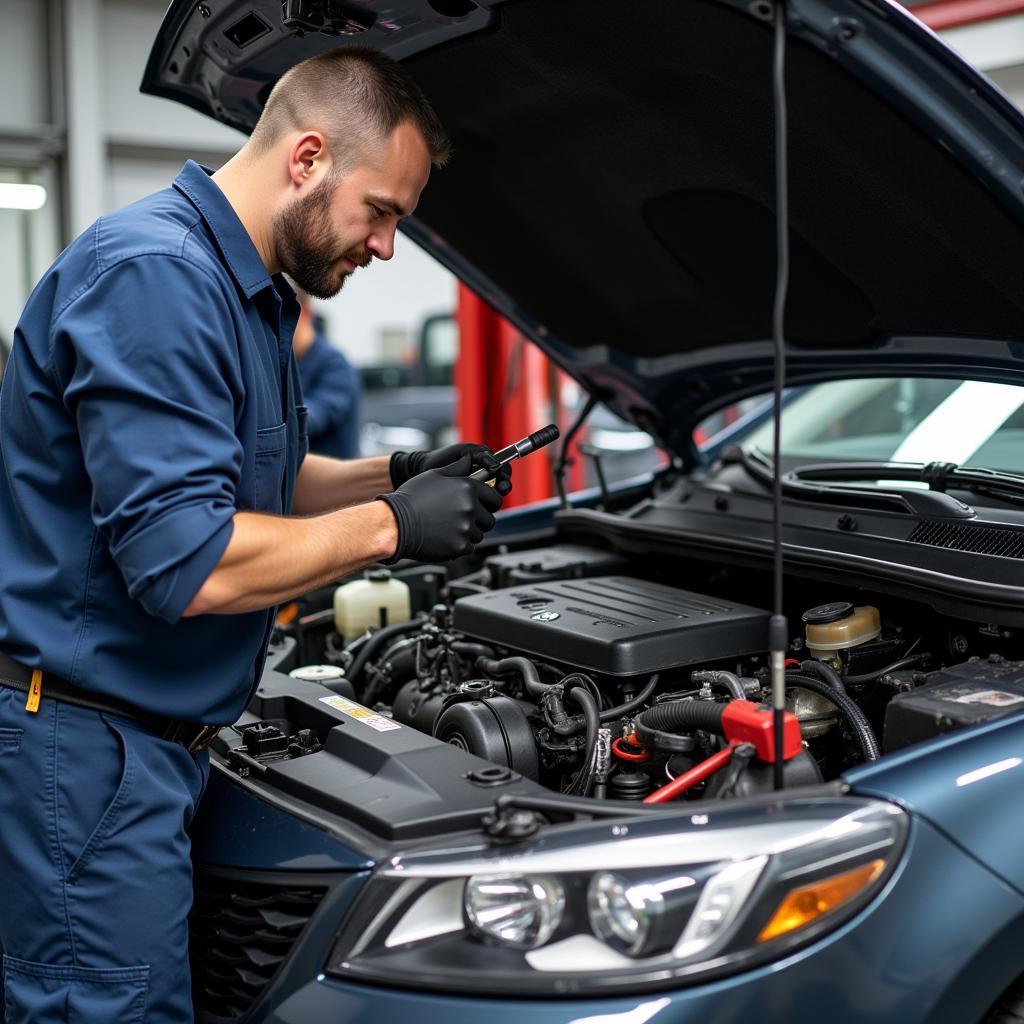 Car Undergoing Major Service - Mechanic Inspection