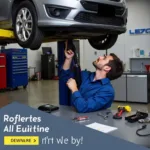 Car undergoing routine maintenance check-up at a service center