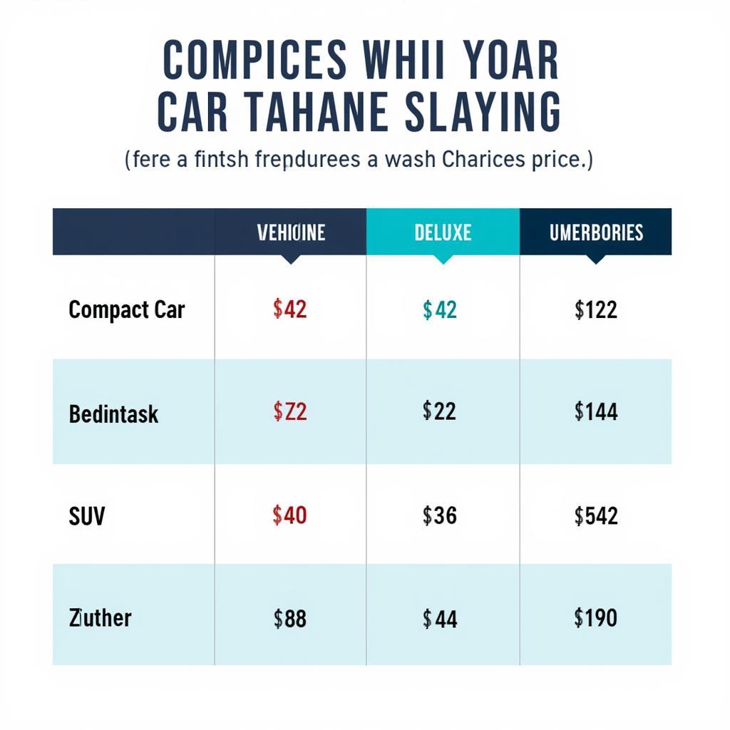 Car Wash Price Comparison Chart