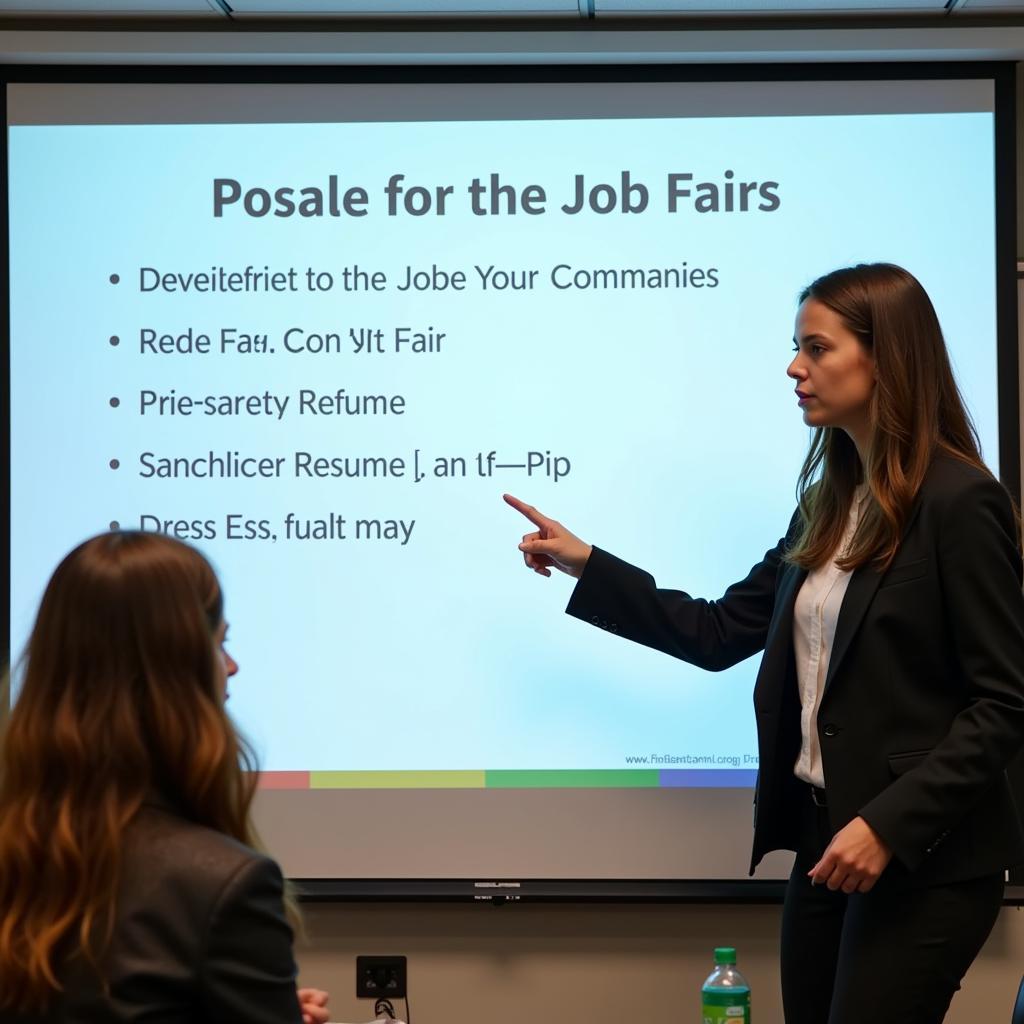 Career Advisor Explaining Job Fair Strategies