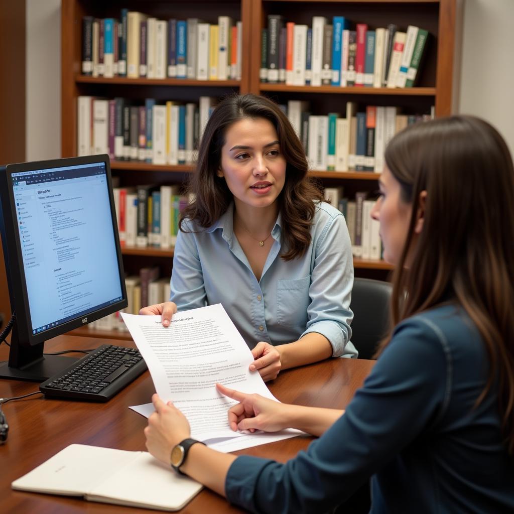 Career Change Guidance: A counselor helping a client explore new career paths