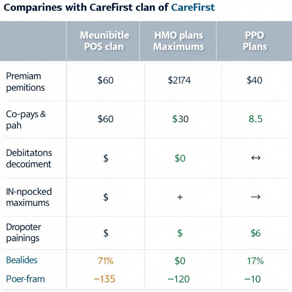 CareFirst POS Plan Cost Comparison Chart