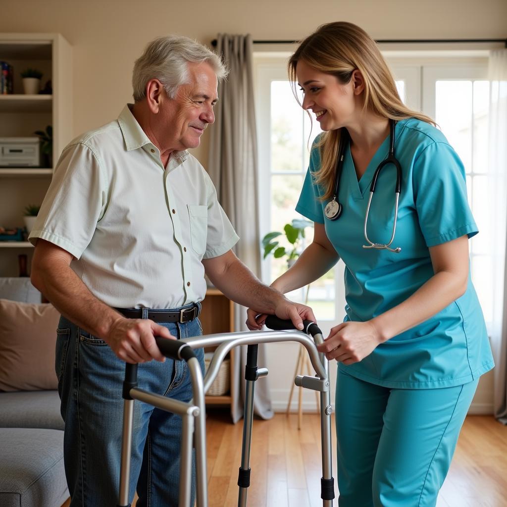 Caregiver Assisting Senior with Mobility