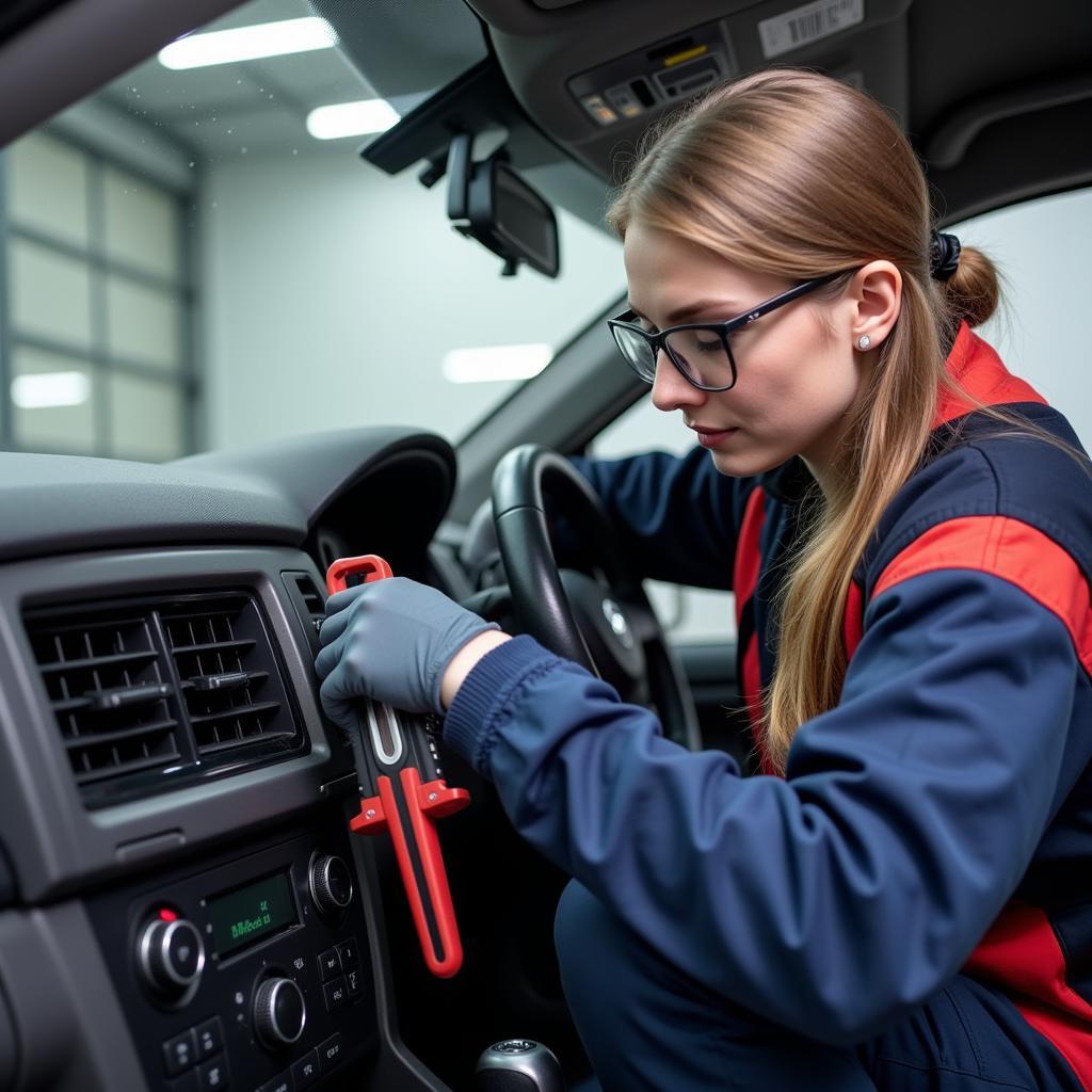 Certified Car AC Technician at Work