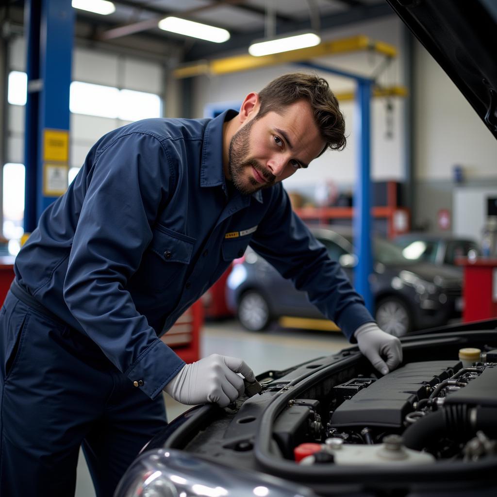 Certified Car Mechanic Working