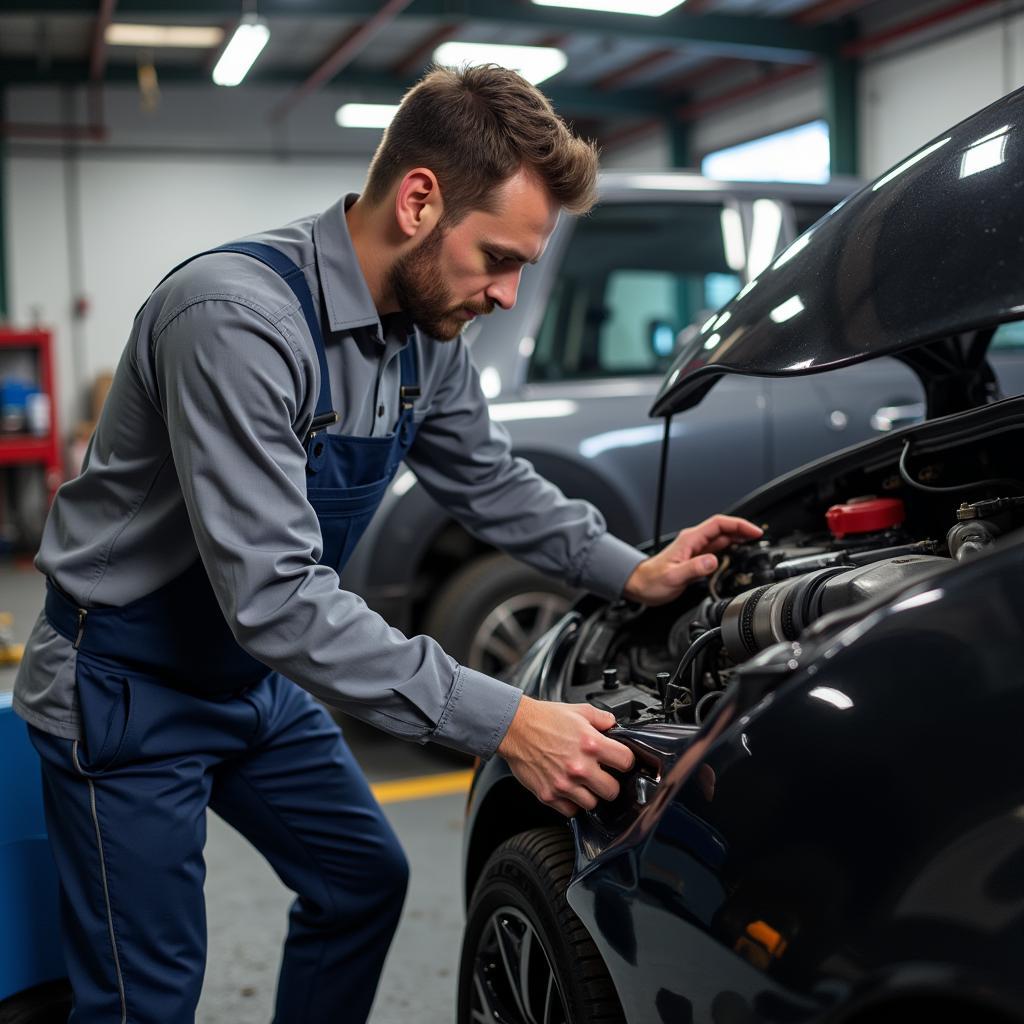 Certified Car Mechanic Performing Vehicle Maintenance