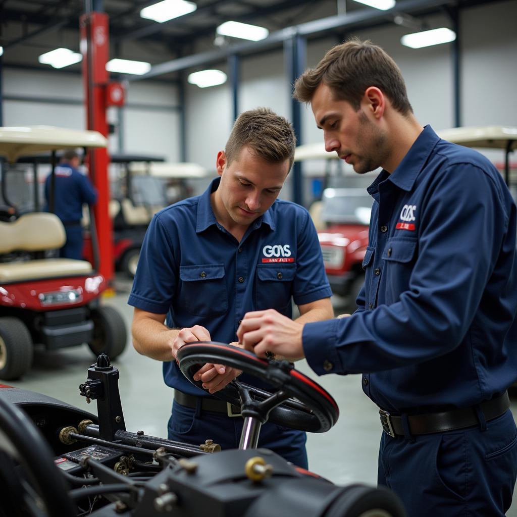 Certified Car Service Engineers Performing Maintenance