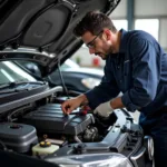 Certified Mechanic Working on Car Engine