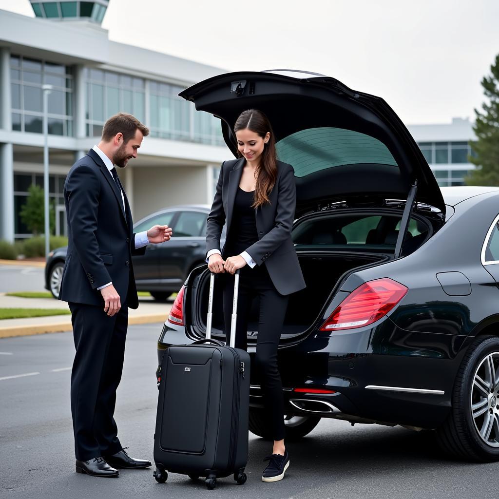 Chauffeur helps with luggage at Charlotte Airport