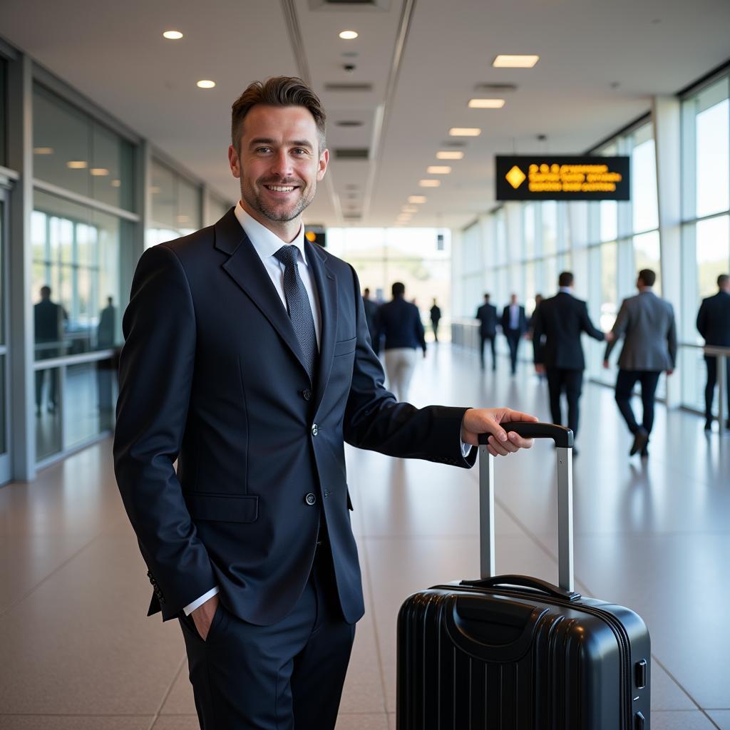 Chauffeur greeting client at Nice Airport