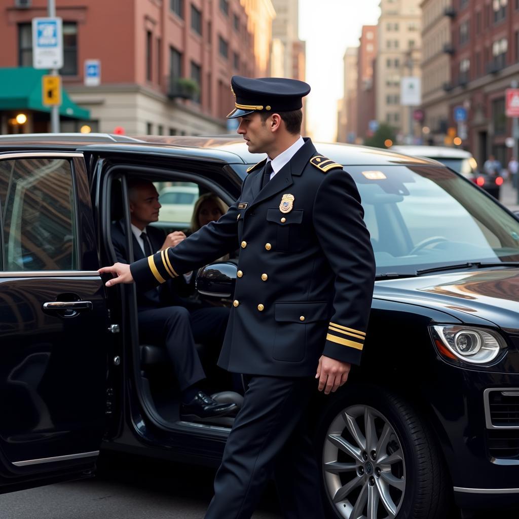 Chauffeur Opening Car Door - Boston Arrival