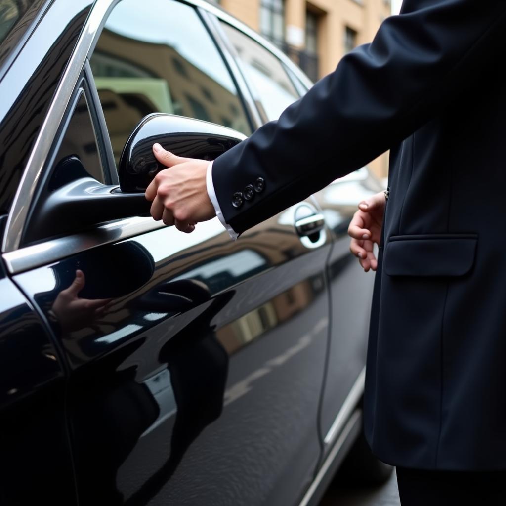 Chauffeur Opening Car Door in London