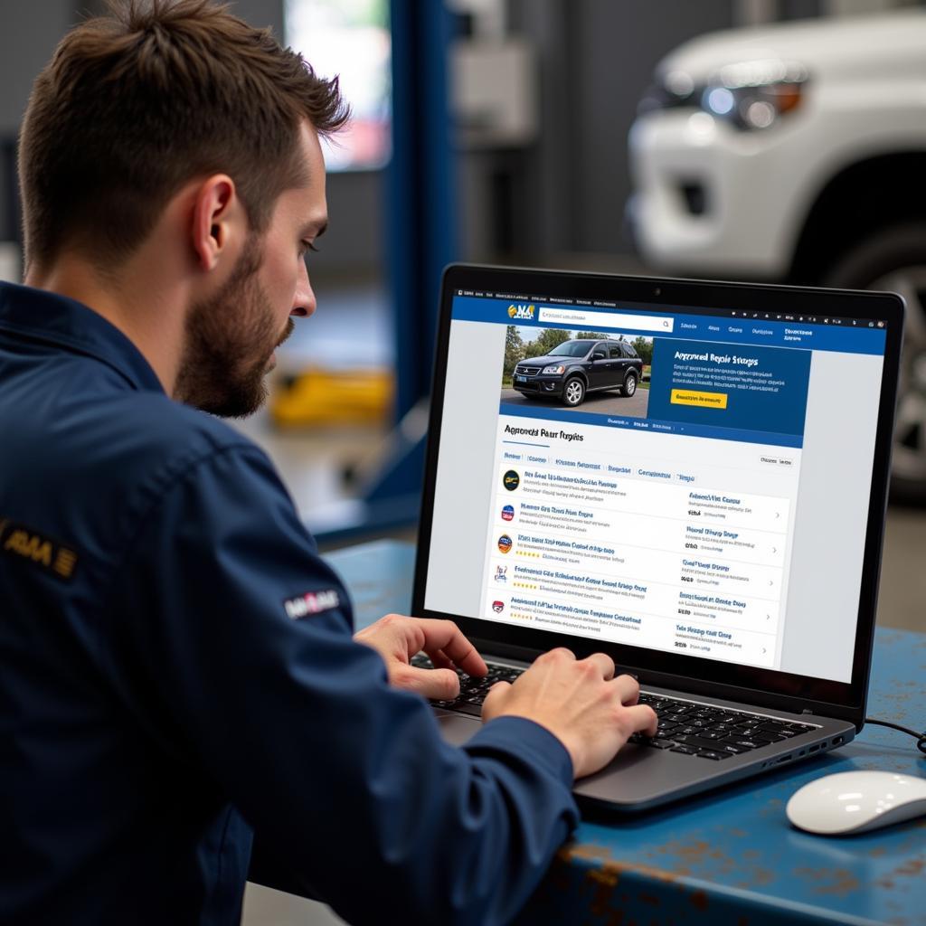 Mechanic Searching for AAA Approved Repair Shops Online