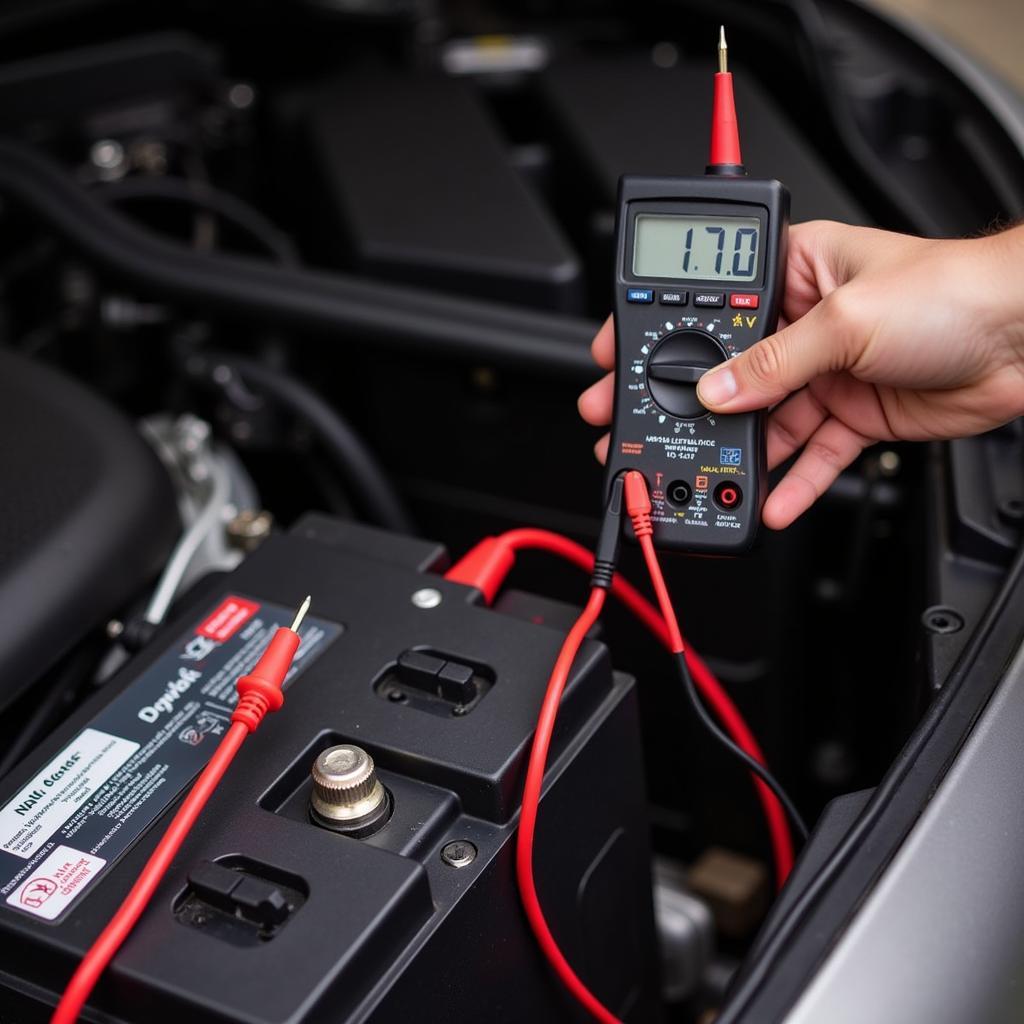 Checking Car Battery Voltage with a Multimeter