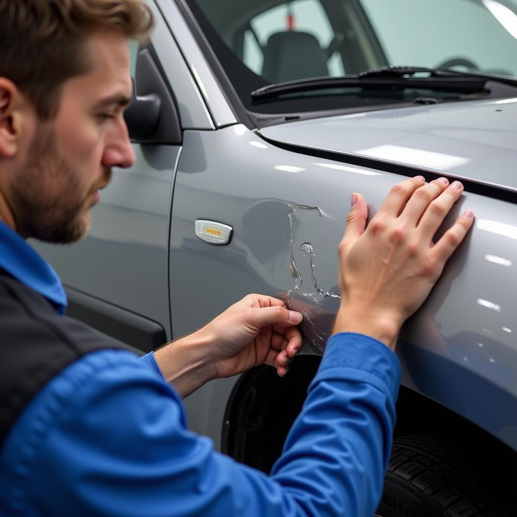 Checking Car Dent Before Repair