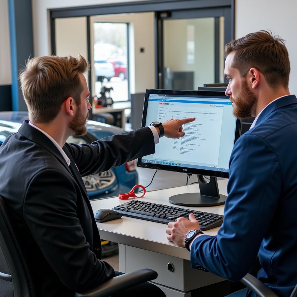 Checking Car Service Records at a Dealership