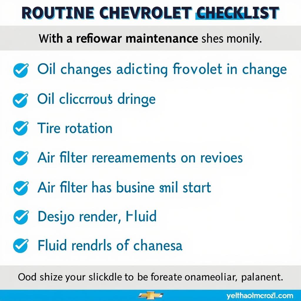 Chevrolet Routine Maintenance Checklist