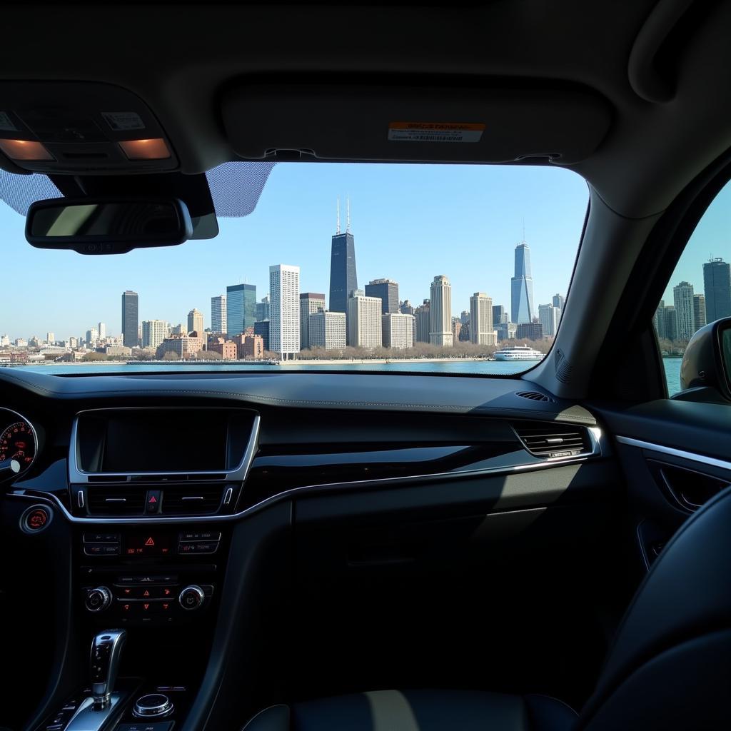 Chicago Skyline View from Luxury Car Service