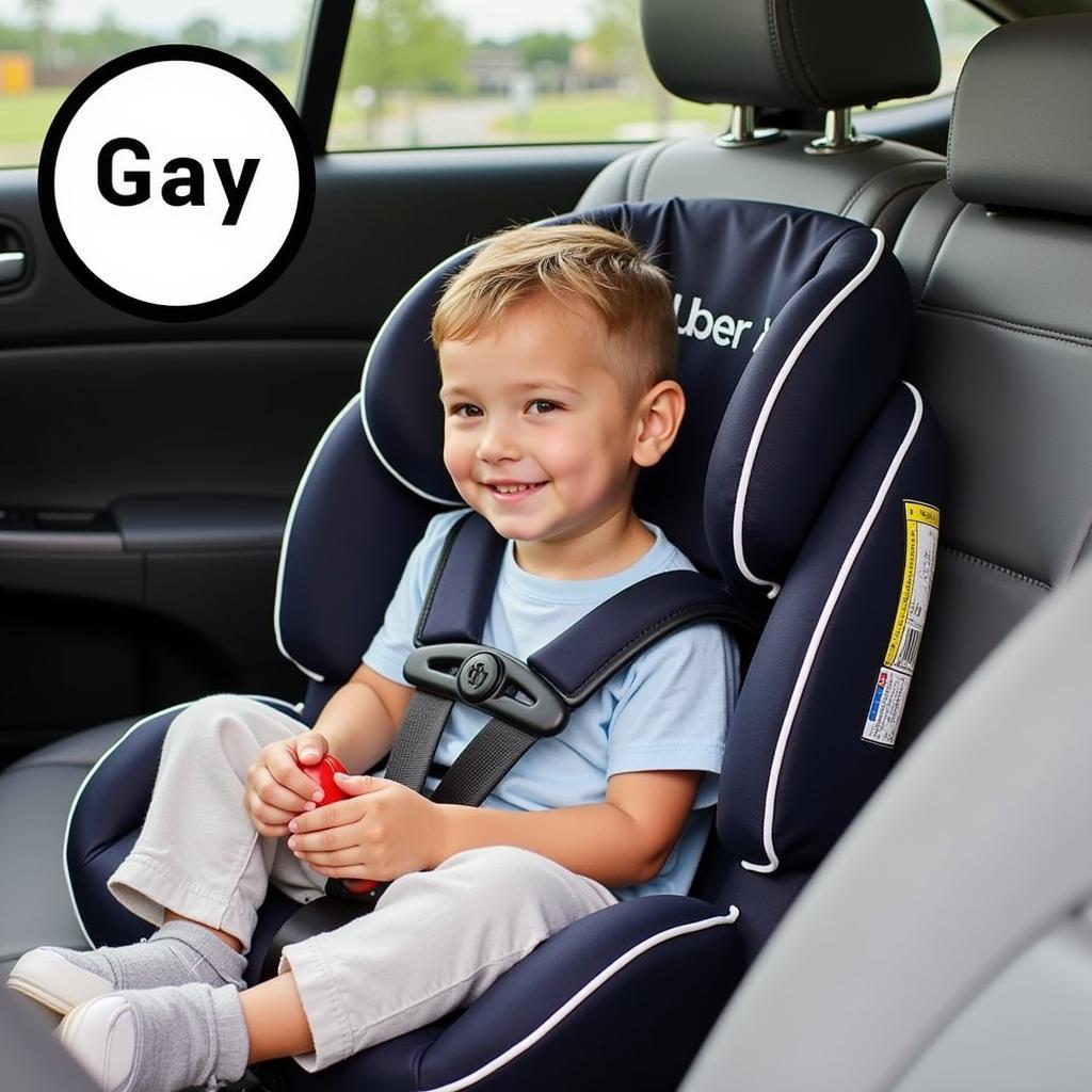 Child Securely Fastened in Uber Car Seat