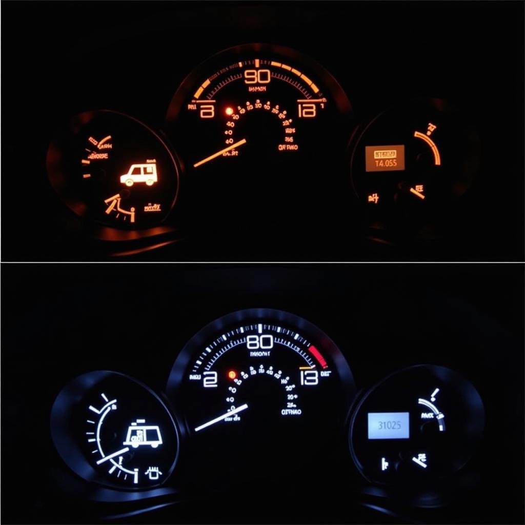 Dashboard warning lights indicating car problems