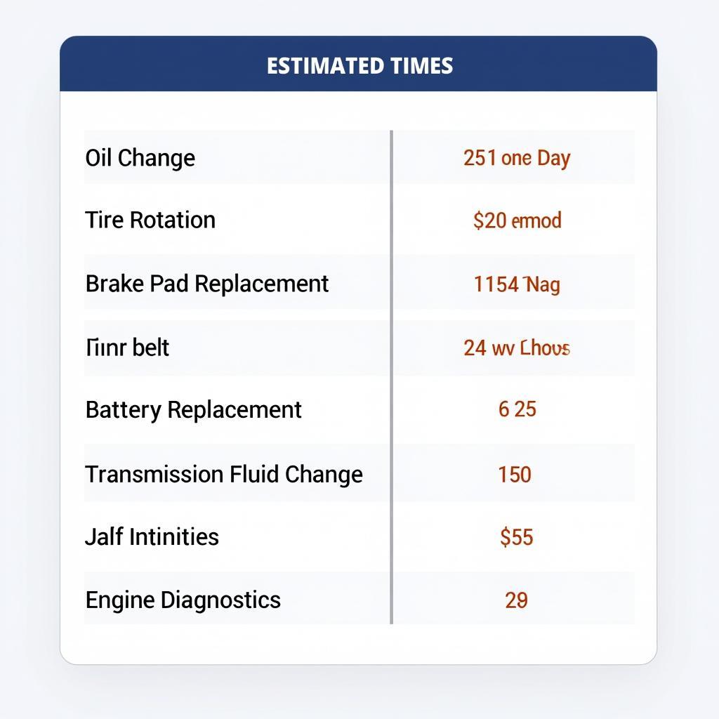 Common Car Service Times