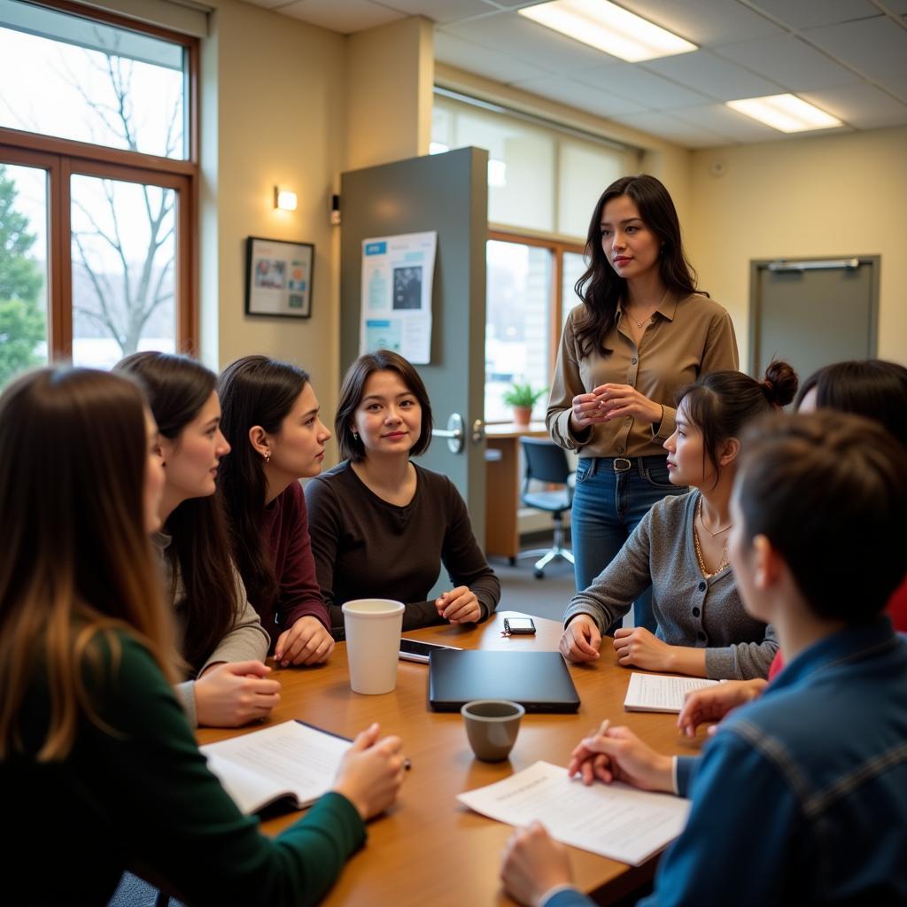 Participants engaging in a career services workshop at a community center