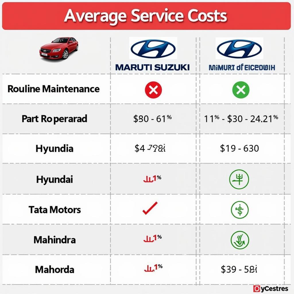 Comparing Car Service Costs in India