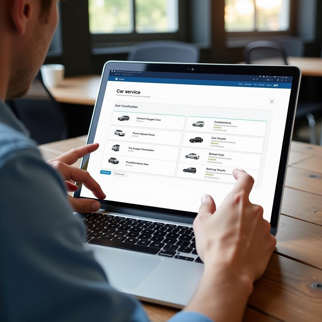 Comparing Car Service Prices on a Laptop