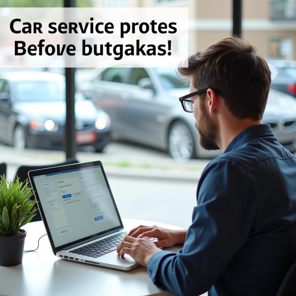 Car Owner Comparing Car Service Quotes on a Laptop