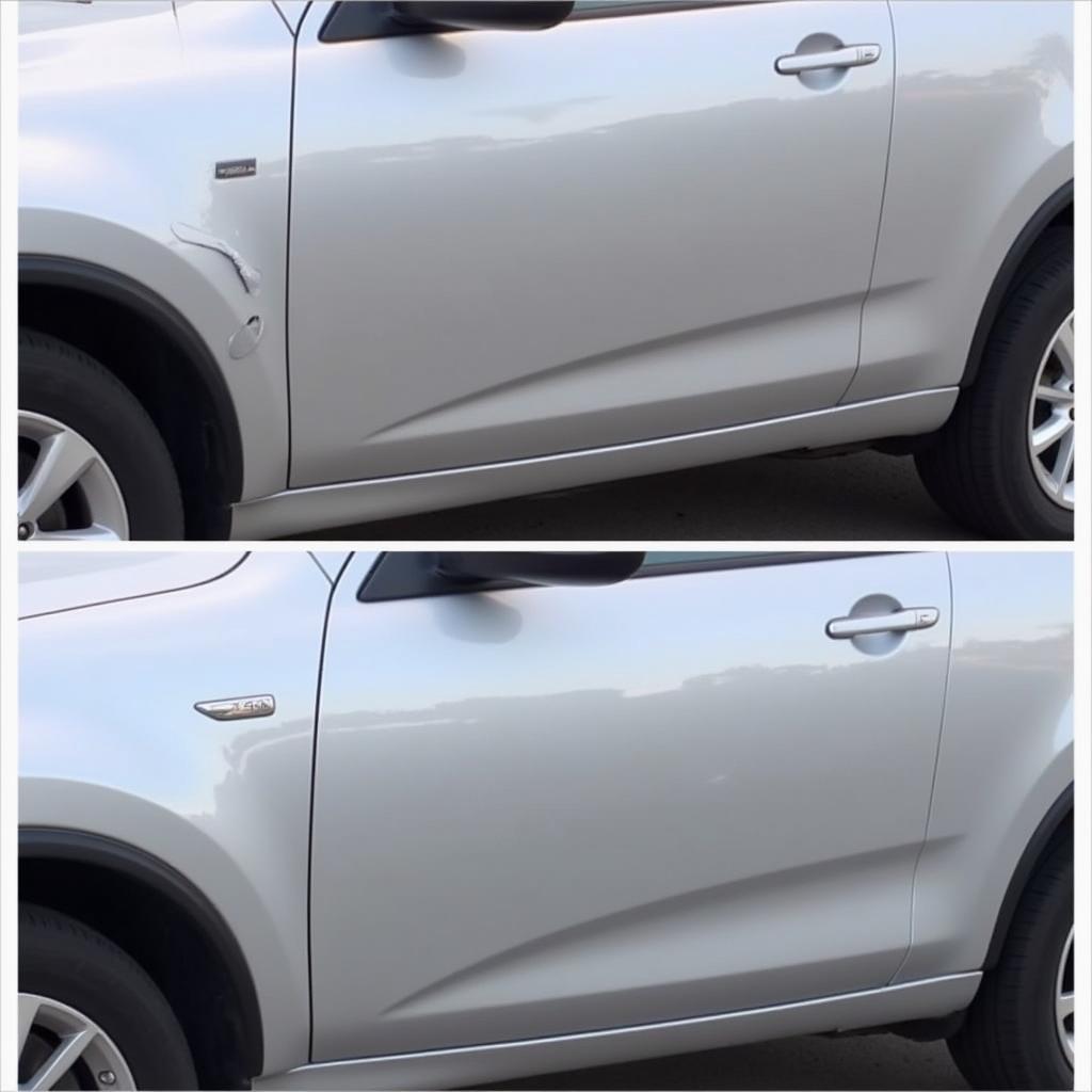 Comparing Dent Before & After Repair