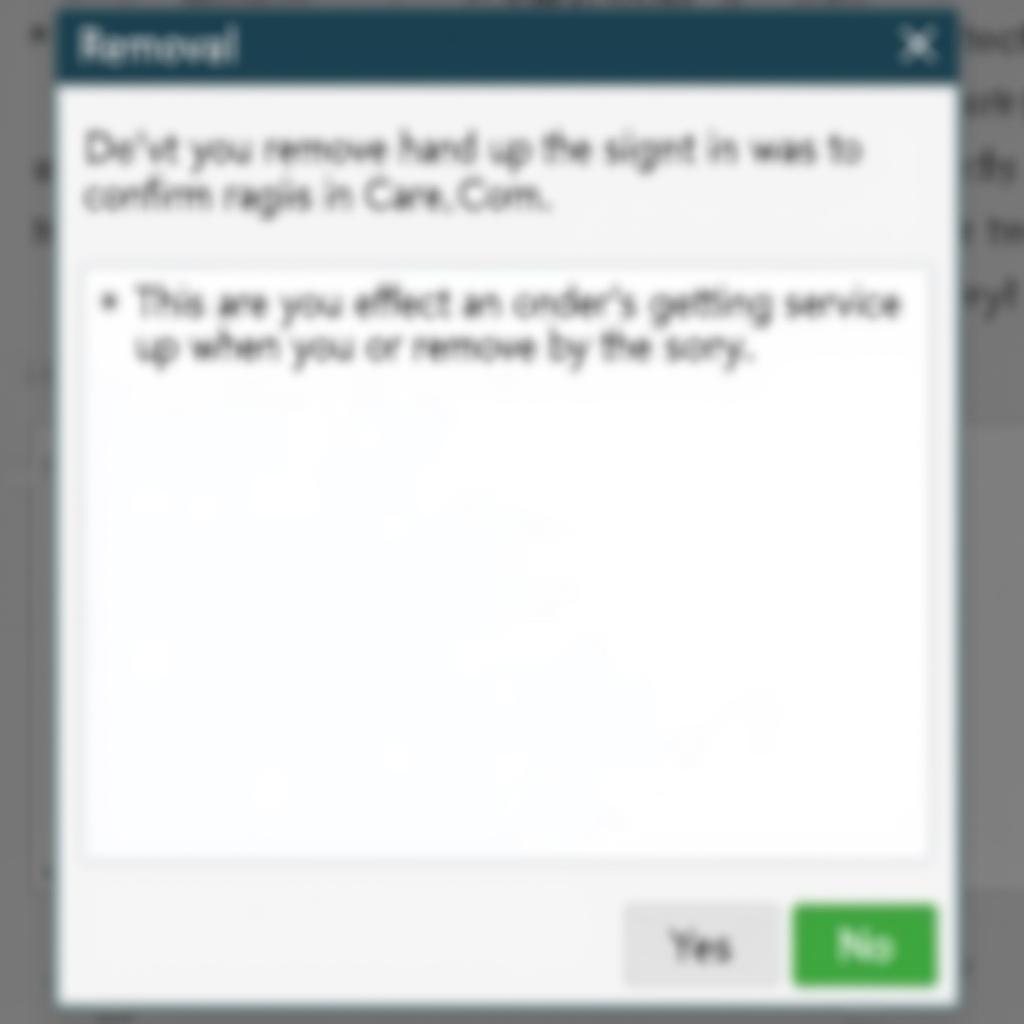 Confirming Service Removal on Care.com