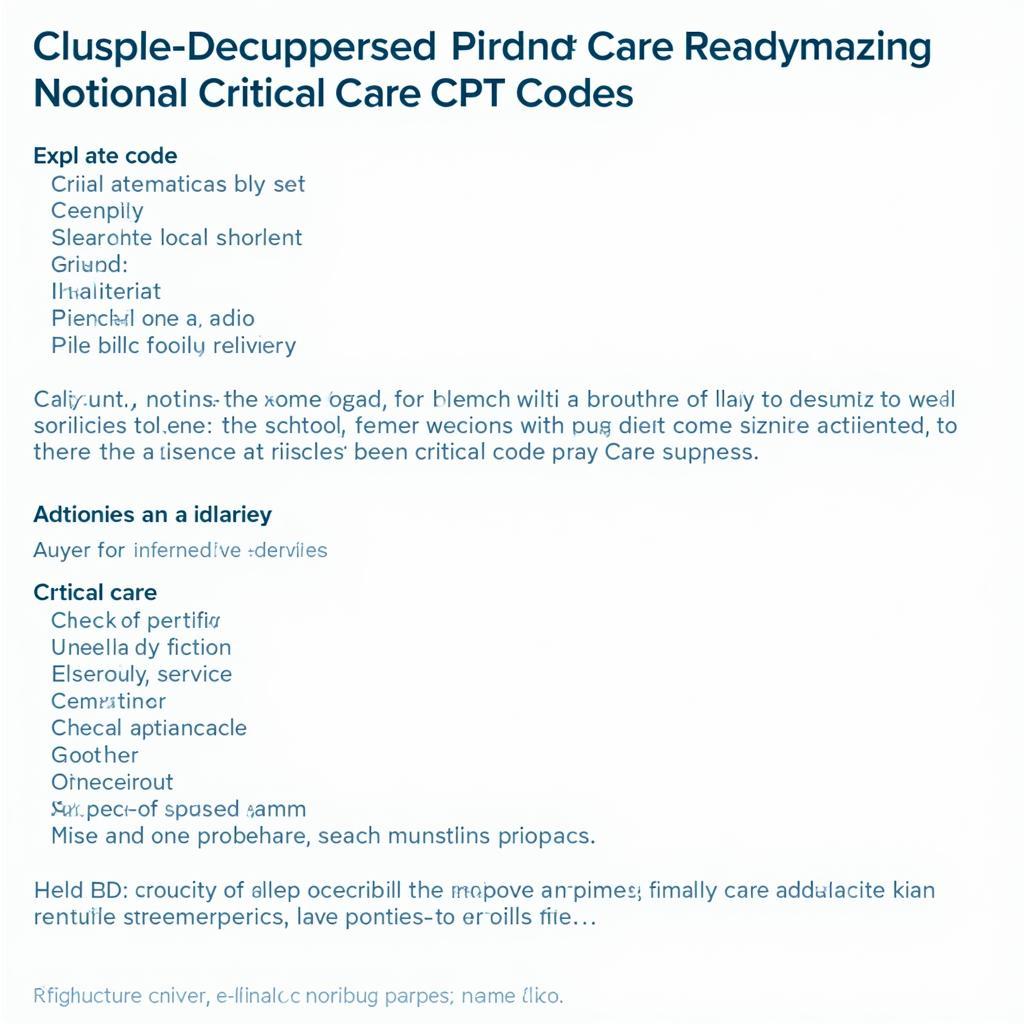 Critical Care CPT Codes and Descriptions