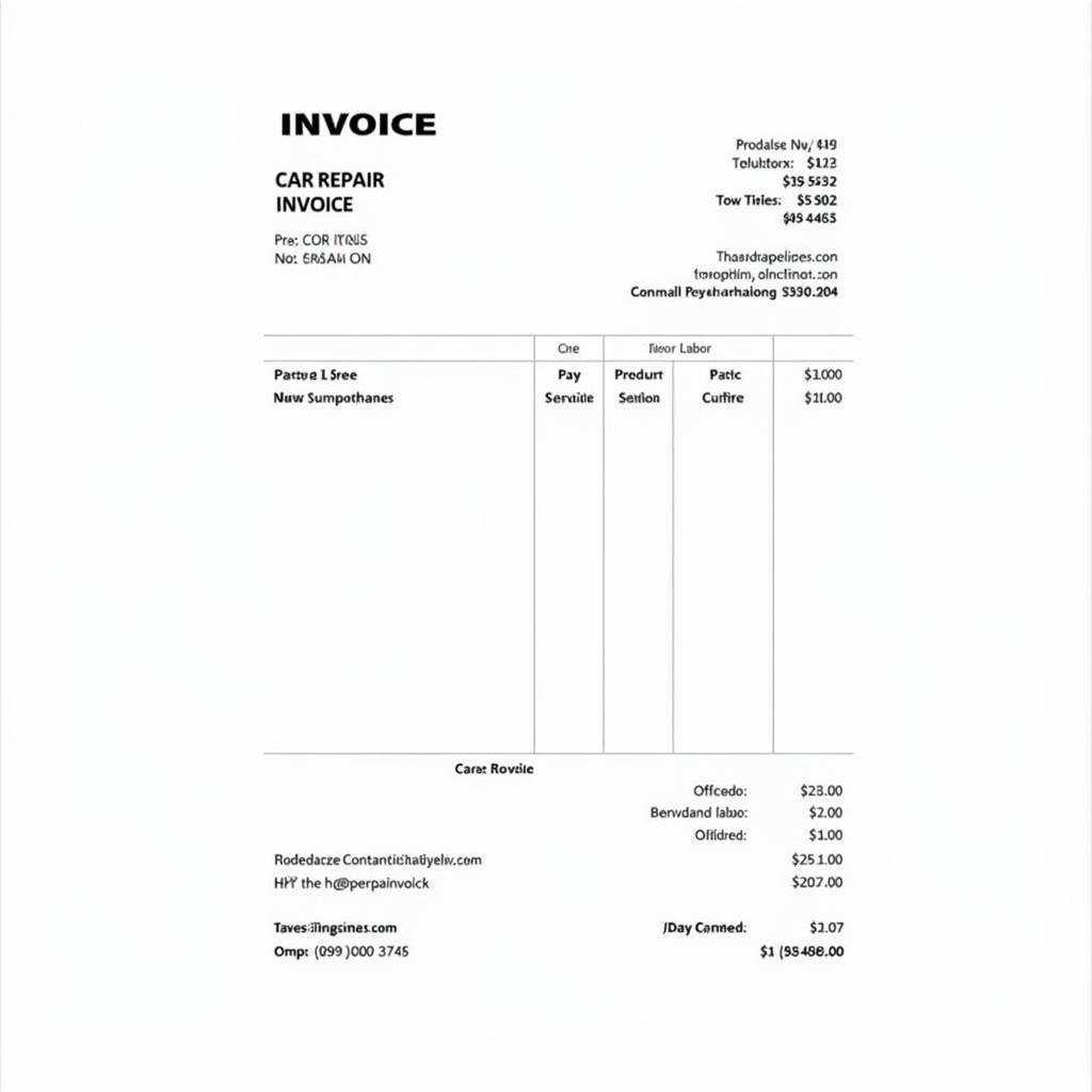 Crozet Car Repair Invoice Example