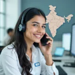 Customer care representative speaking Hindi on the phone