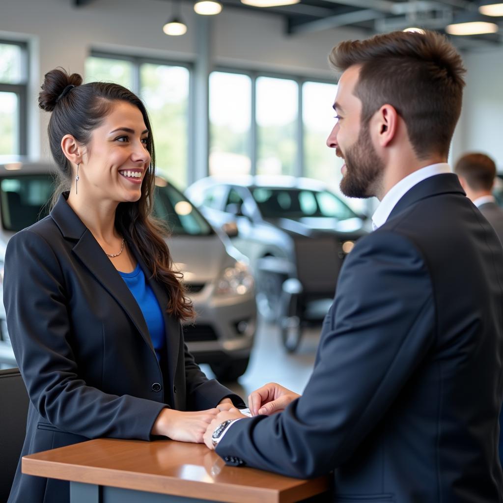 Customer interacting with service advisor